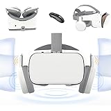 VR-Set Virtual Reality VR für Telefon, kabelloses Bluetooth-VR-Headset VR-Brille 110 ° FOV, unterstützt 4,7-6,2-Zoll-Handy, kompatibel für Android iOS iPhone 13 12 11 Pro Mini X R S (Weiß)
