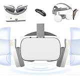 VR-Set Virtual Reality VR für Telefon, kabelloses Bluetooth-VR-Headset VR-Brille 110 ° FOV, unterstützt 4,7-6,2-Zoll-Handy, kompatibel für Android iOS iPhone 13 12 11 Pro Mini X R S (Weiß)