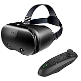 Virtual-Reality-Brille mit 3D-VR-Brille für Spiele und 360 Grad 3D-Filme für i.Phone, S.amsung, Android, Objektiv und Pupille einstellbar mit Controller (schwarz)