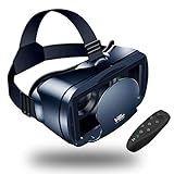 VR 3D Brille mit Fernbedienung, kompatibel mit VR-Brille mit allen Smartphones wie Galaxy, Android, Huawei, 5,0 bis 7,0 Zoll (5,0 bis 7,0 Zoll) (Schwarz)