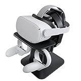 KIWI design VR Ständer, Displayhalter und Controller Halterung Kompatibel mit Quest/Quest 2 / Rift/Rift S/GO/HTC Vive/Vive Pro/Ventilindex VR-Headset und Touch-Controller, schwarz