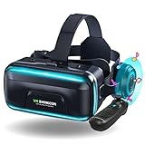 VR Brille für Handy,VR Headset Virtual Reality Brille 3D mit Bluetooth Fernbedienung Erleben Spiele für Android/iOS 4,7-7,2 Zoll Handys Kinder Erwachsene Weihnachten Geschenk 2023 New