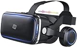 NK 3D VR Brille - Smartphone, Intelligente, Audio für Smartphone, 11,9 cm (4,7 Zoll) - 6,53 Zoll, Blickwinkel 90 - 100 Grad, 360º, Objektiv, Verstellbarer Pupille (Schwarz)