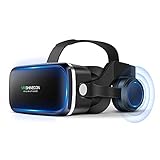 FIYAPOO VR Brille mit Kopfhörern Virtual Reality Headset 3D VR Headset Brille für 3D Filme Videospiele Kompatibel mit 4,7-6,6 Zoll iPhone Android Smartphones