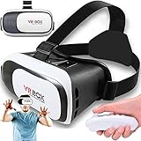 Retoo Virtual Reality Brille für 3.5 – 6.3 Zoll Smartphone mit Fernbedienung und 360° Viewer, VR Headset Brille kompatibel mit Android, iOS, iPhone, Samsung, Moto, LG, Huawei, Asus, VR-Zubehör, Weiß