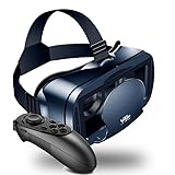 NEWSTYP 5~7 Zoll VRG Pro 3D VR-Brille Virtual Reality Vollbild-Visuelle Weitwinkel-VR-Brillenbox für 5 bis 7 Zoll Smartphone-Brillen mit Bluetooth-Fernbedienung (Schwarz Basic) (Basic)